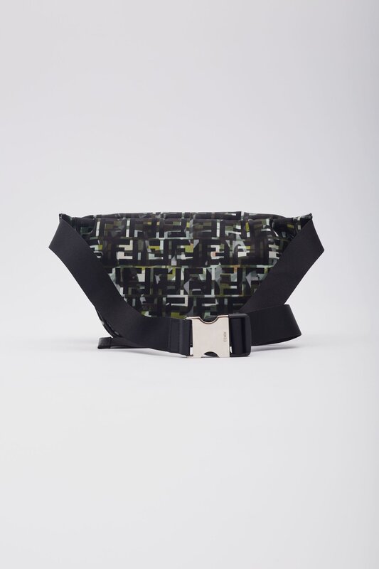 FENDI FENDI NYLON CAMOUFF BLACK GREEN BELT BAG