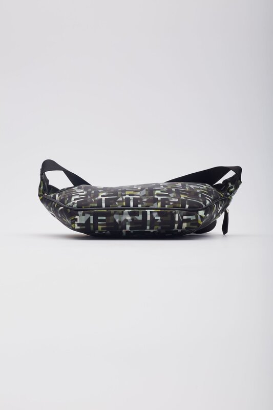 FENDI FENDI NYLON CAMOUFF BLACK GREEN BELT BAG