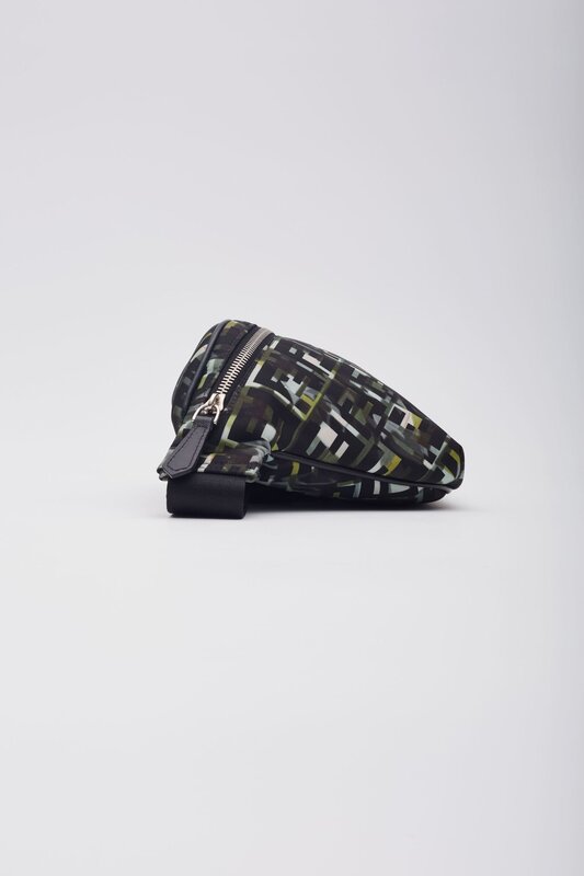 FENDI FENDI NYLON CAMOUFF BLACK GREEN BELT BAG