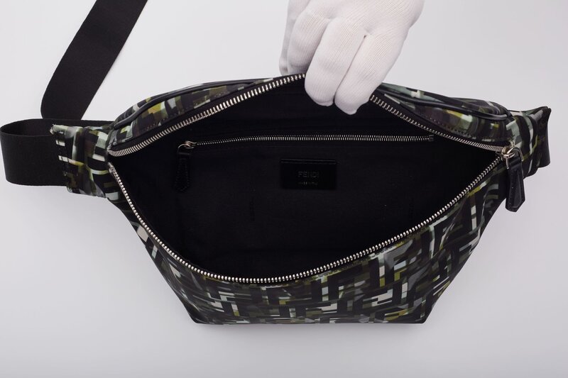 FENDI FENDI NYLON CAMOUFF BLACK GREEN BELT BAG