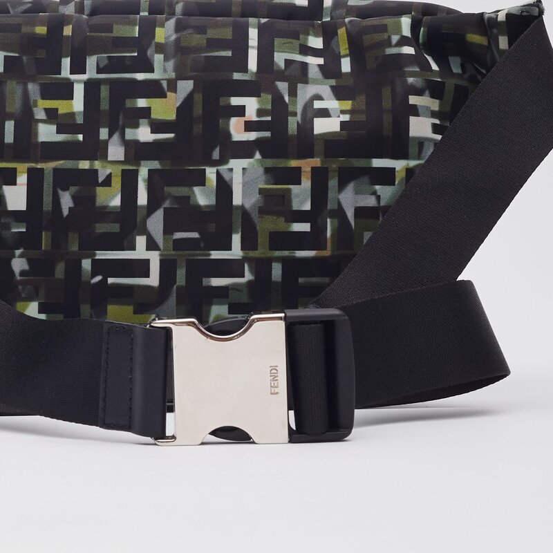 FENDI FENDI NYLON CAMOUFF BLACK GREEN BELT BAG