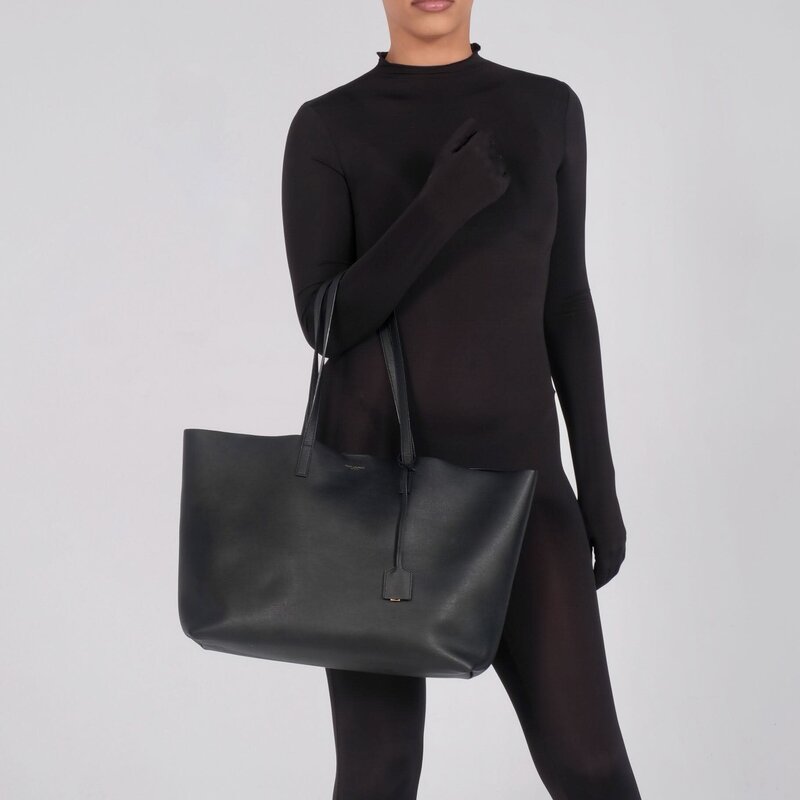 Saint laurent black leather tote new arrivals