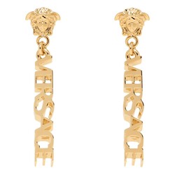 VERSACE VERSACE GOLD LA MEDUSA LOGO DROP EARRINGS