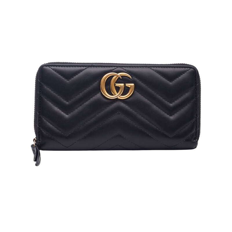 GUCCI GUCCI GG MARMONT MATELASSE ZIP AROUND WALLET
