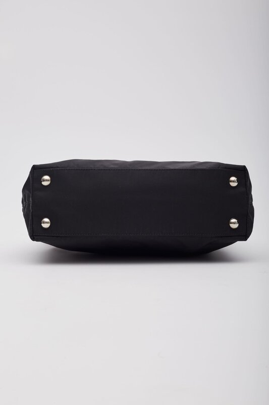 PRADA PRADA TESSUTO NYLON BLACK LOGO TOTE BAG
