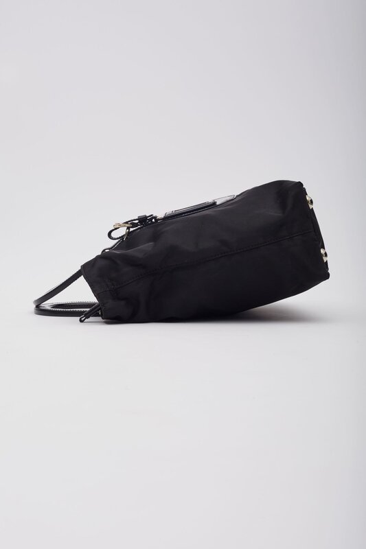 PRADA PRADA TESSUTO NYLON BLACK LOGO TOTE BAG