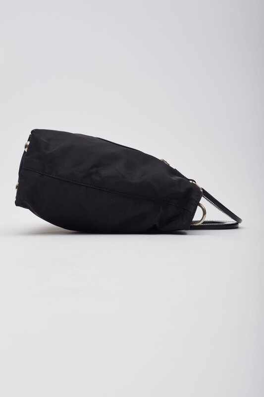 PRADA PRADA TESSUTO NYLON BLACK LOGO TOTE BAG