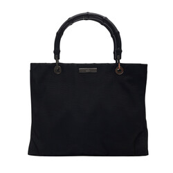 GUCCI GUCCI VINTAGE BLACK NYLON BAMBOO TOTE BAG