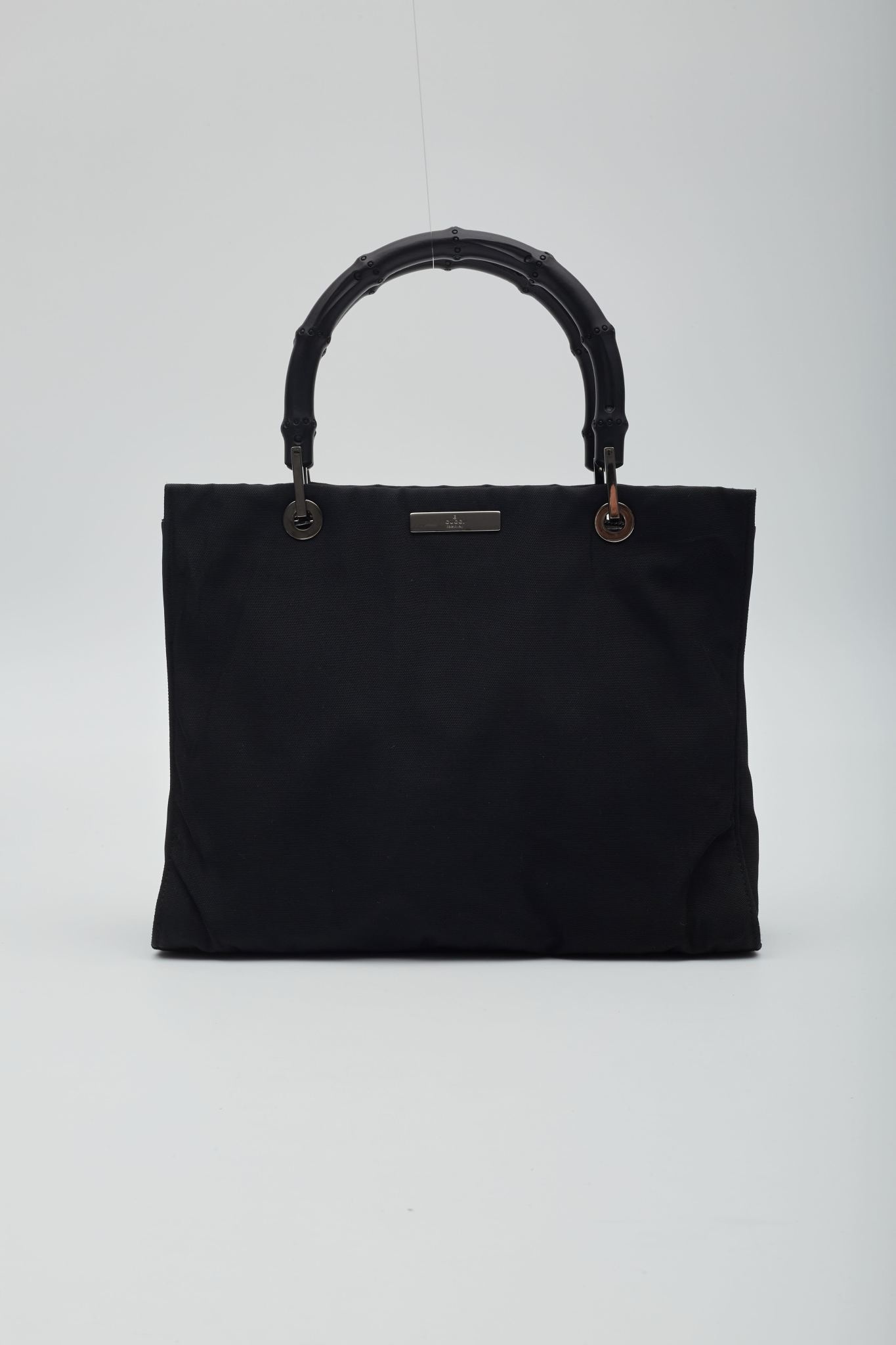 gucci vintage black nylon bamboo tote bag CRTBLNCHSHP