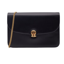 CHRISTIAN DIOR DIOR BLACK SMOOTH LEATHER CHAIN FLAP SHOULDER BAG