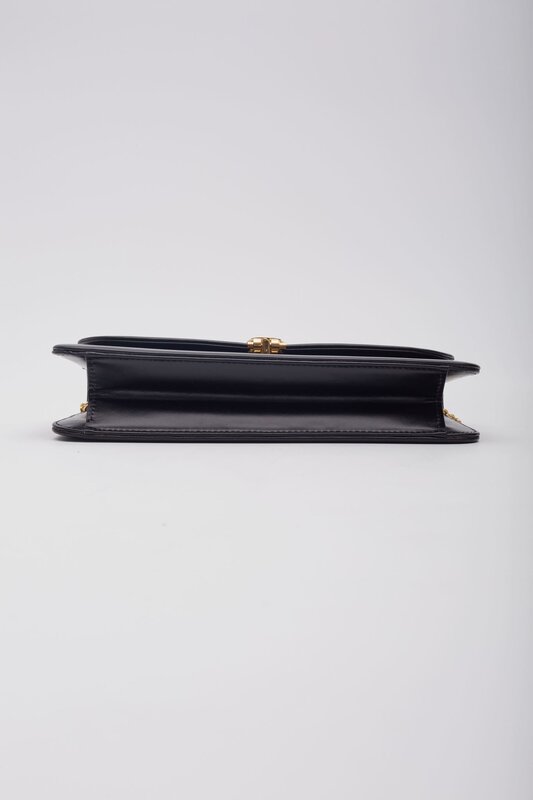 CHRISTIAN DIOR DIOR BLACK SMOOTH LEATHER CHAIN FLAP SHOULDER BAG