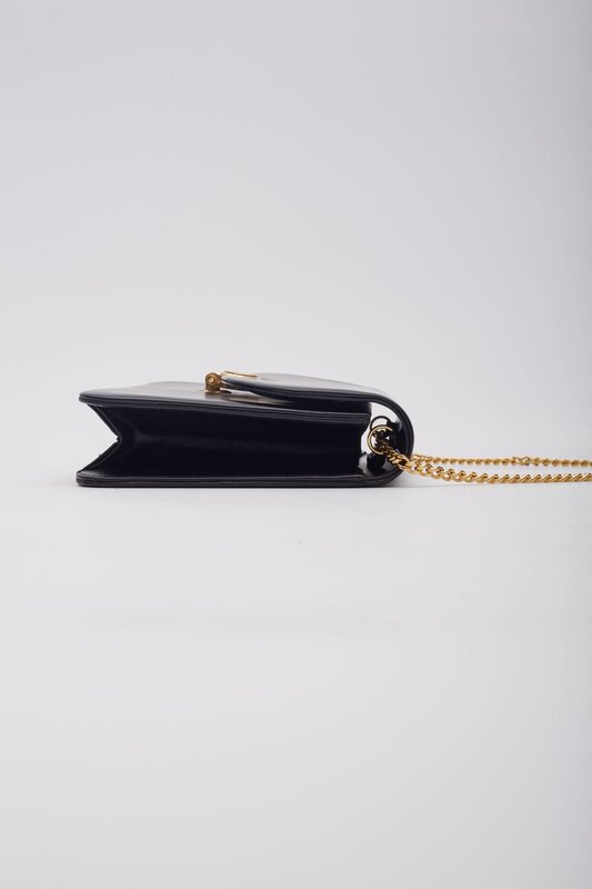 CHRISTIAN DIOR DIOR BLACK SMOOTH LEATHER CHAIN FLAP SHOULDER BAG