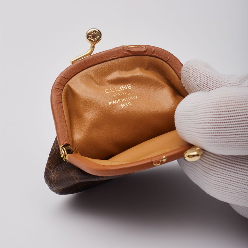 CELINE CELINE MACADAM MONOGRAM GOLD CLASP COIN POCHETTE