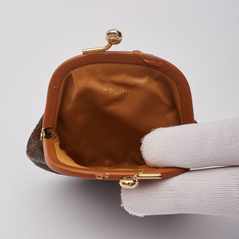 CELINE CELINE MACADAM MONOGRAM GOLD CLASP COIN POCHETTE