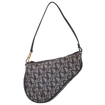 CHRISTIAN DIOR DIOR VINTAGE NAVY OBLIQUE MINI SADDLE BAG
