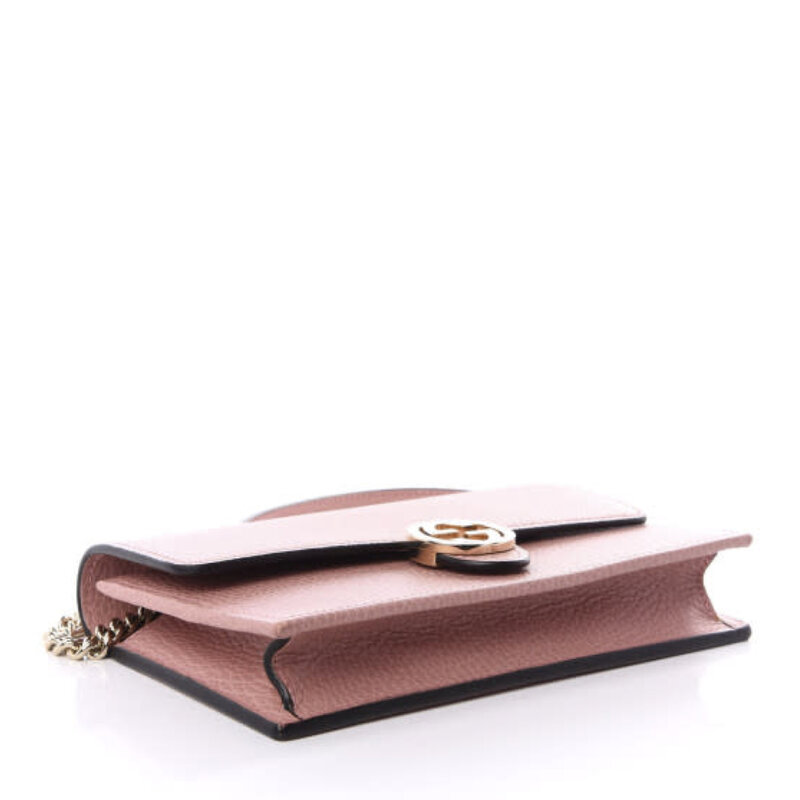 GUCCI GUCCI DOLLAR CALFSKIN INTERLOCKING GG WALLET ON CHAIN BAG SOFT PINK
