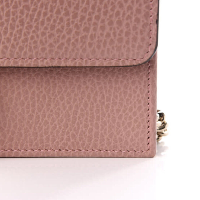 GUCCI GUCCI DOLLAR CALFSKIN INTERLOCKING GG WALLET ON CHAIN BAG SOFT PINK