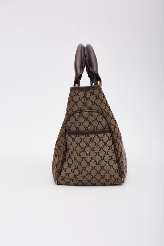 CELINE CELINE VINTAGE MACADAM MONOGRAM BROWN CANVAS HANDBAG