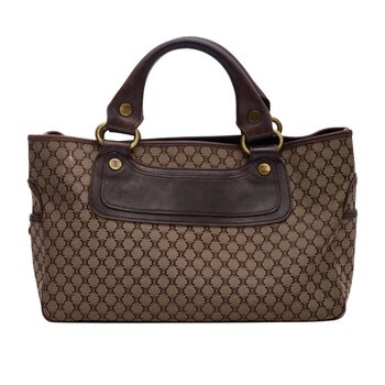 CELINE CELINE VINTAGE MACADAM MONOGRAM BROWN CANVAS HANDBAG