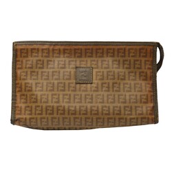 CHRISTIAN DIOR FENDI ZUCCA FF CANVAS EBONY POUCH VANITY BAG