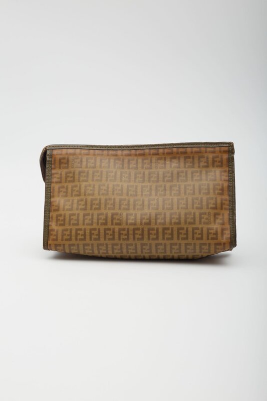 CHRISTIAN DIOR FENDI ZUCCA FF CANVAS EBONY POUCH VANITY BAG