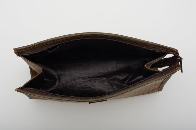 CHRISTIAN DIOR FENDI ZUCCA FF CANVAS EBONY POUCH VANITY BAG