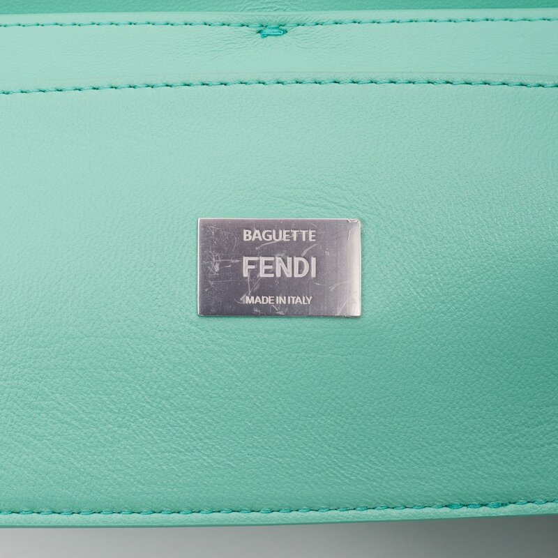 FENDI X TIFFANY & CO. FENDI X TIFFANY & CO. LEATHER TIFFANY BLUE & SILVER BAGUETTE BAG MEDIUM