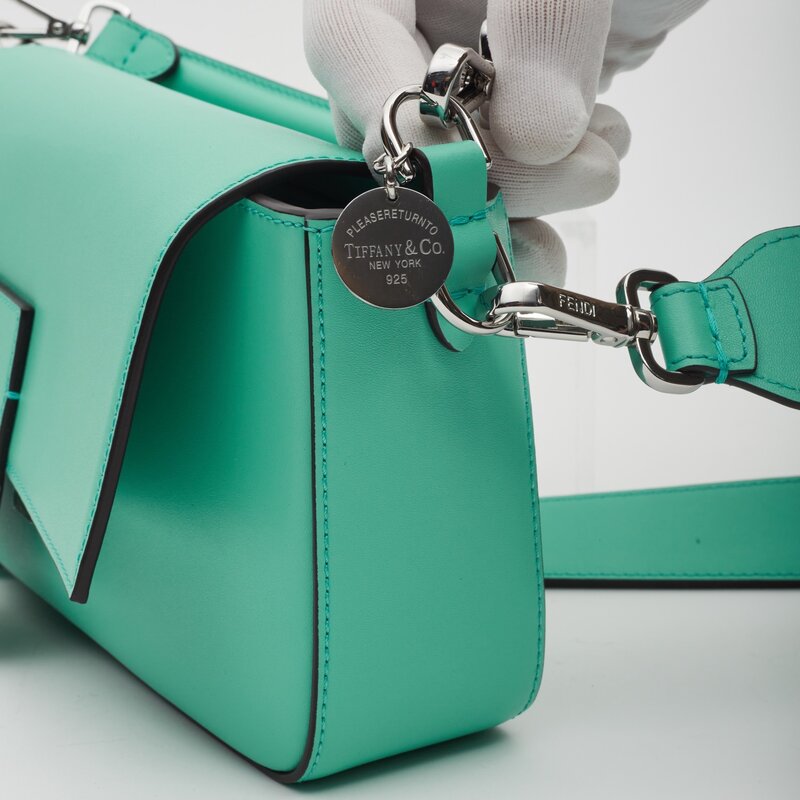 FENDI X TIFFANY & CO. FENDI X TIFFANY & CO. LEATHER TIFFANY BLUE & SILVER BAGUETTE BAG MEDIUM