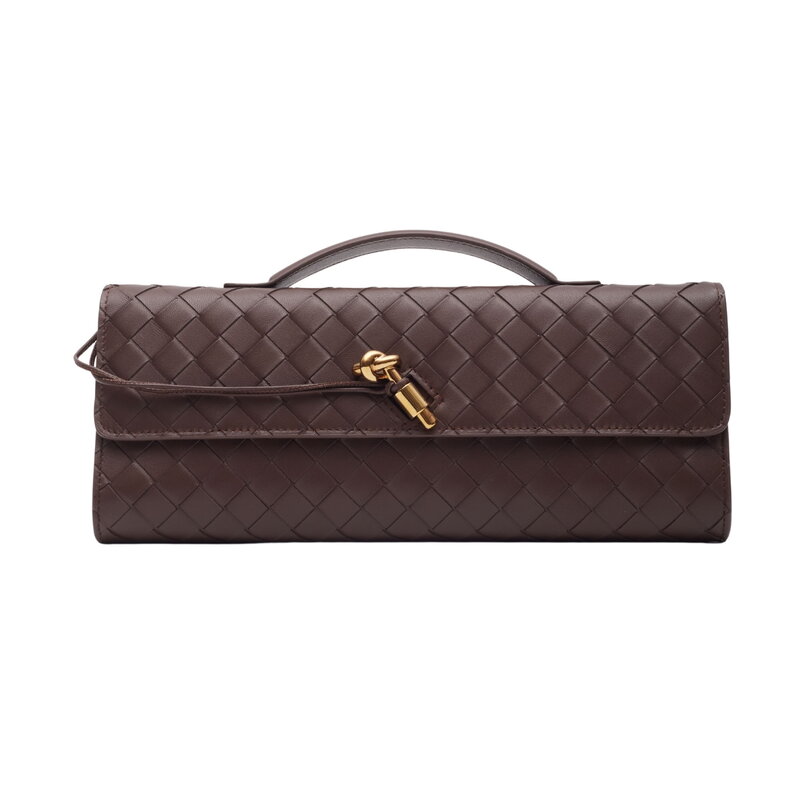 BOTTEGA VENETA BOTTEGA VENETA BROWN LEATHER ANDIAMO LONG CLUTCH BAG