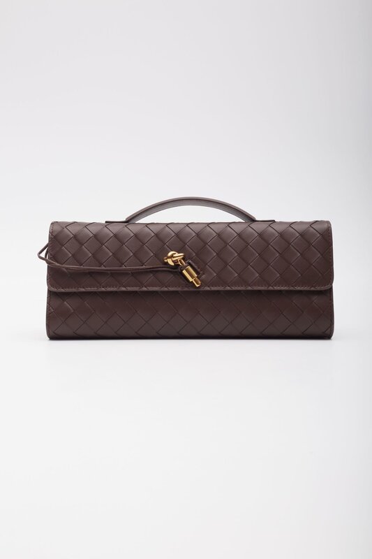 BOTTEGA VENETA BOTTEGA VENETA BROWN LEATHER ANDIAMO LONG CLUTCH BAG