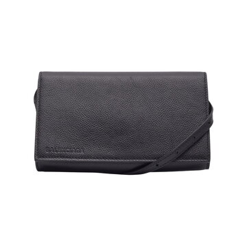 BALENCIAGA BALENCIAGA GRAINED CALFSKIN BLACK WALLET PHONE HOLDER BAG
