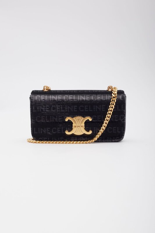 CELINE CELINE SHINY SEQUINS LOGO TRIOMPHE SHOULDER BAG