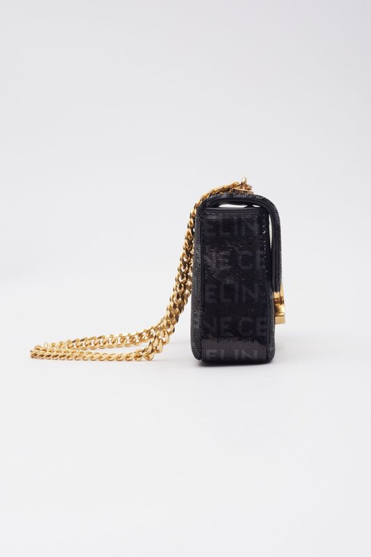 CELINE CELINE SHINY SEQUINS LOGO TRIOMPHE SHOULDER BAG