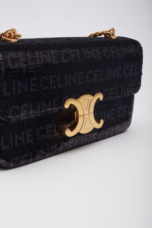 CELINE CELINE SHINY SEQUINS LOGO TRIOMPHE SHOULDER BAG