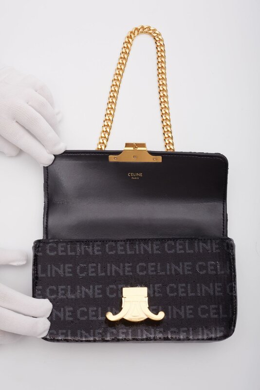 CELINE CELINE SHINY SEQUINS LOGO TRIOMPHE SHOULDER BAG