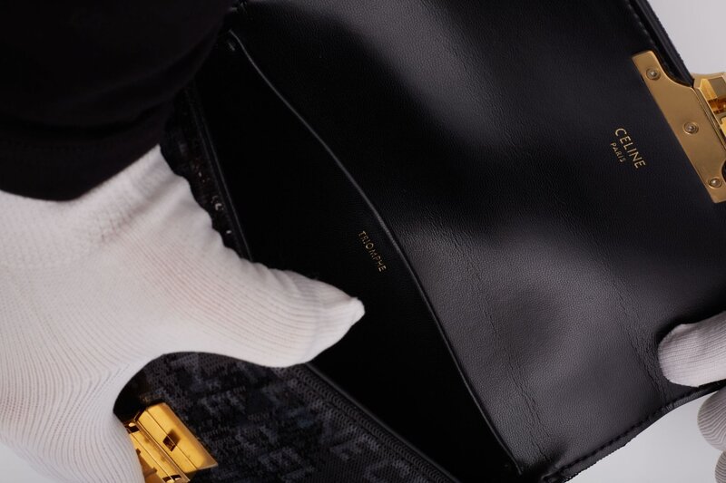 CELINE CELINE SHINY SEQUINS LOGO TRIOMPHE SHOULDER BAG