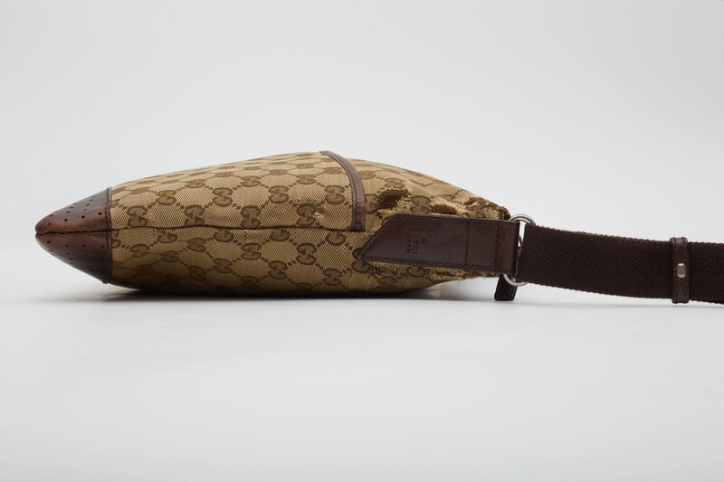 GUCCI GUCCI MONOGRAM PERFORATED FLAT MESSENGER BAG EBONY