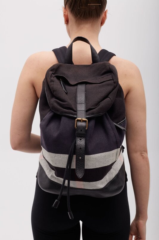 BURBERRY BLACK CANVAS MEGA CHECK DRIFTON BACKPACK