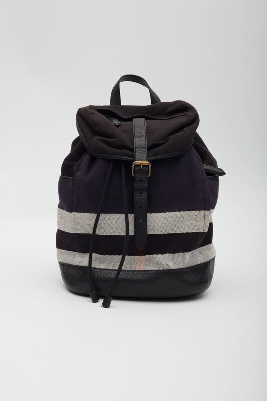 BURBERRY BLACK CANVAS MEGA CHECK DRIFTON BACKPACK