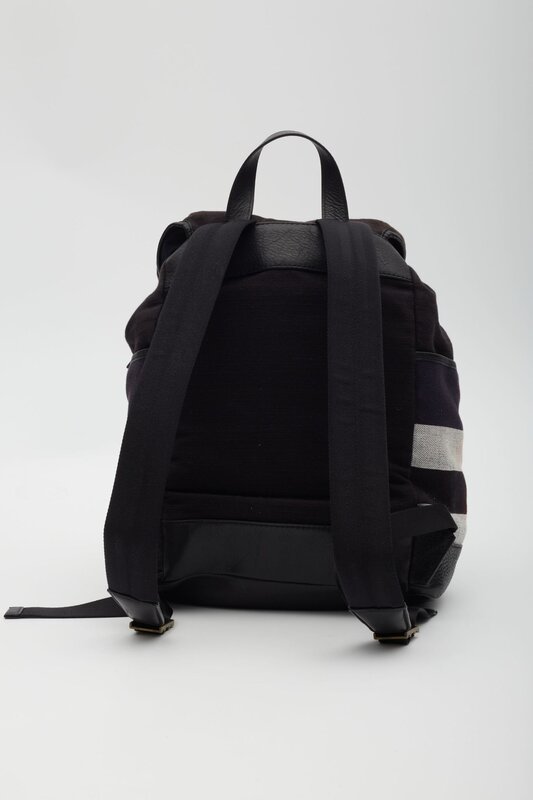 BURBERRY BLACK CANVAS MEGA CHECK DRIFTON BACKPACK
