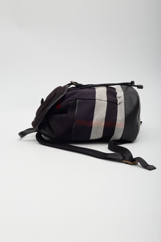 BURBERRY BLACK CANVAS MEGA CHECK DRIFTON BACKPACK