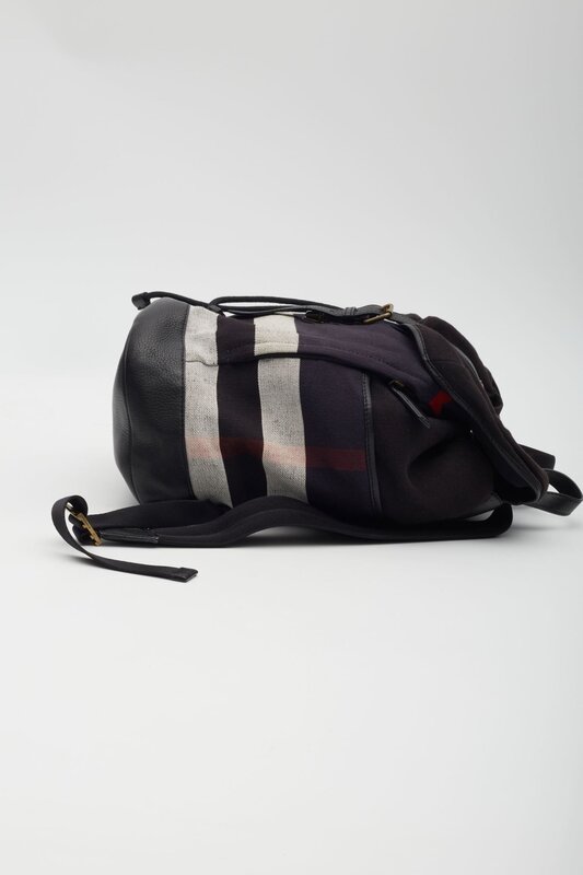 BURBERRY BLACK CANVAS MEGA CHECK DRIFTON BACKPACK