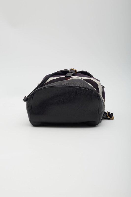 BURBERRY BLACK CANVAS MEGA CHECK DRIFTON BACKPACK