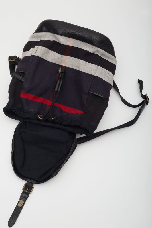 BURBERRY BLACK CANVAS MEGA CHECK DRIFTON BACKPACK