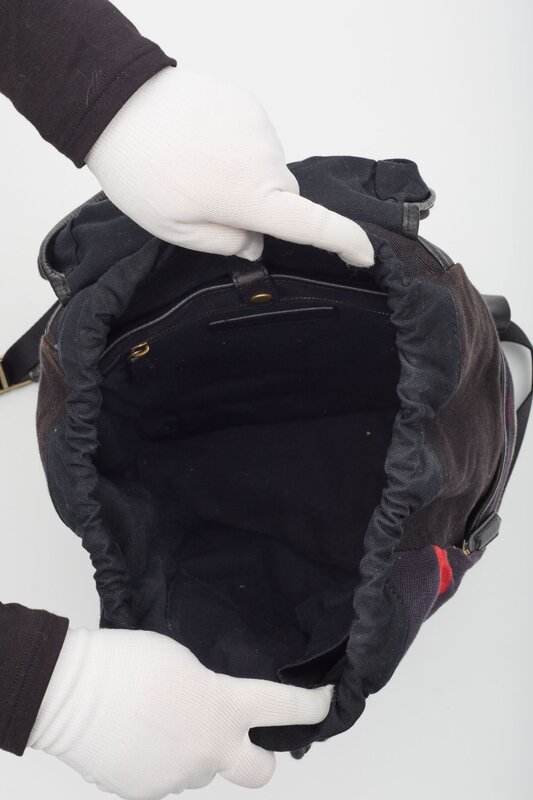 BURBERRY BLACK CANVAS MEGA CHECK DRIFTON BACKPACK