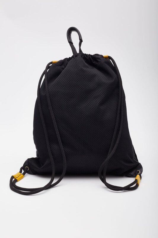 GIVENCHY GIVENCHY BLACK LEATHER LOGO DRAWSTRING BACKPACK BAG
