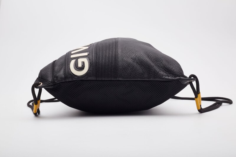 GIVENCHY GIVENCHY BLACK LEATHER LOGO DRAWSTRING BACKPACK BAG