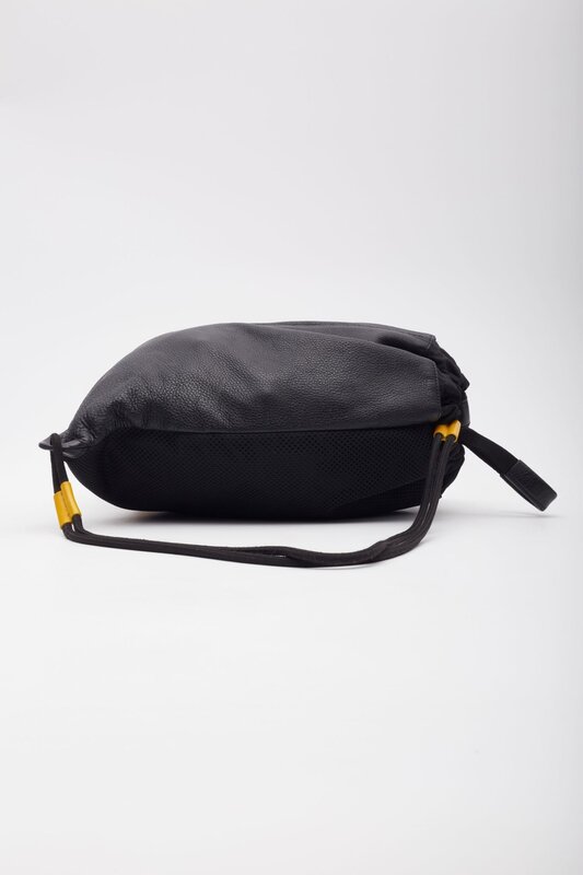 GIVENCHY GIVENCHY BLACK LEATHER LOGO DRAWSTRING BACKPACK BAG