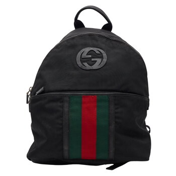GUCCI GUCCI GG MONOGRAM WEB CLASSIC BACKPACK BLACK