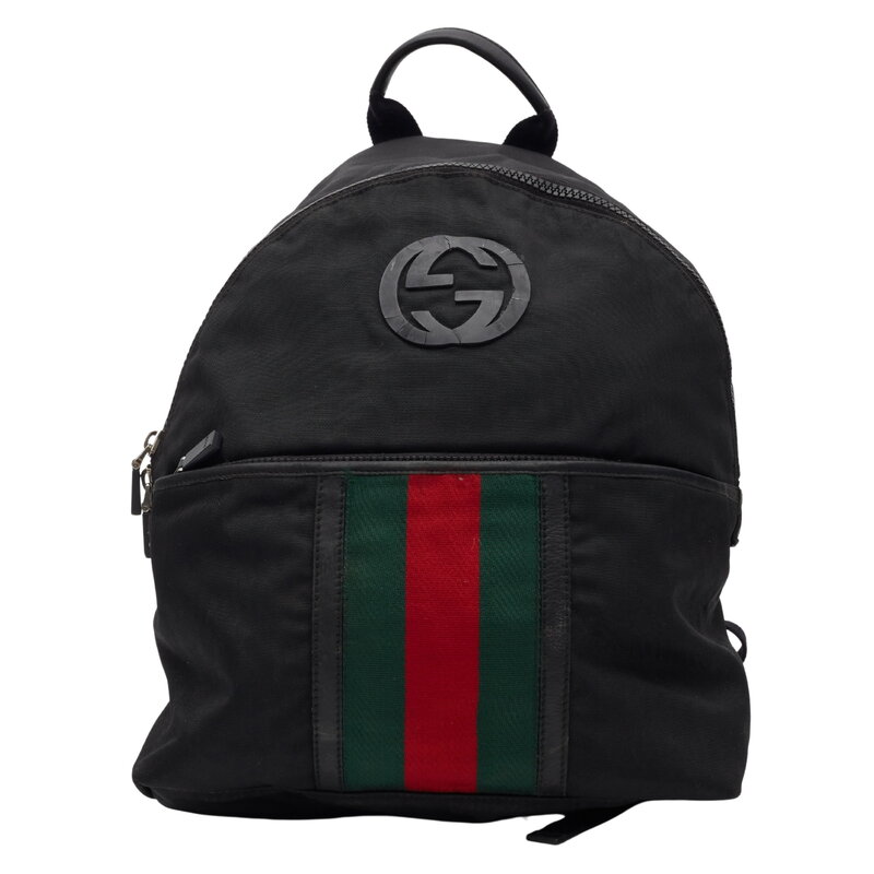 GUCCI GUCCI GG MONOGRAM WEB CLASSIC BACKPACK BLACK